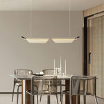 Two Boats Acrylic LED Pendant Light, Linear Modern Chandelier for Kitchen Island and Dining Room