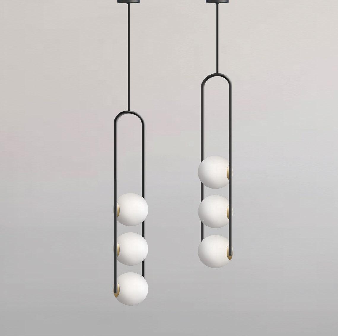 U Pendant Lamp – Modern Minimalist Glass and Iron Hanging Light