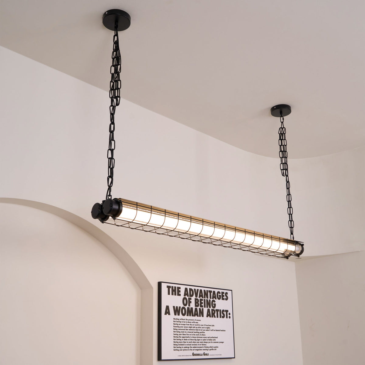Linear Glass Chandelier with Integrated LED – Modern Kitchen Island Lighting