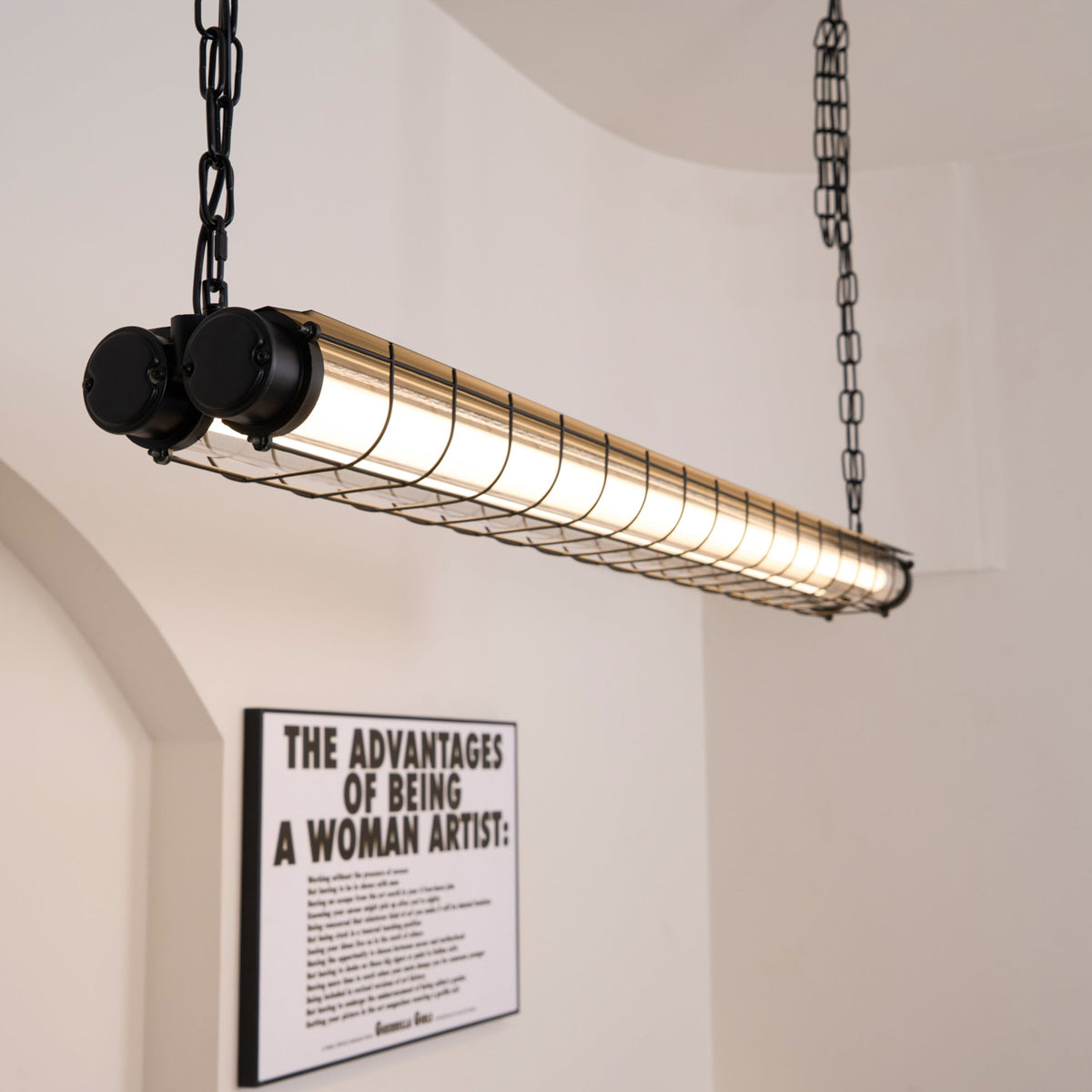 Linear Glass Chandelier with Integrated LED – Modern Kitchen Island Lighting