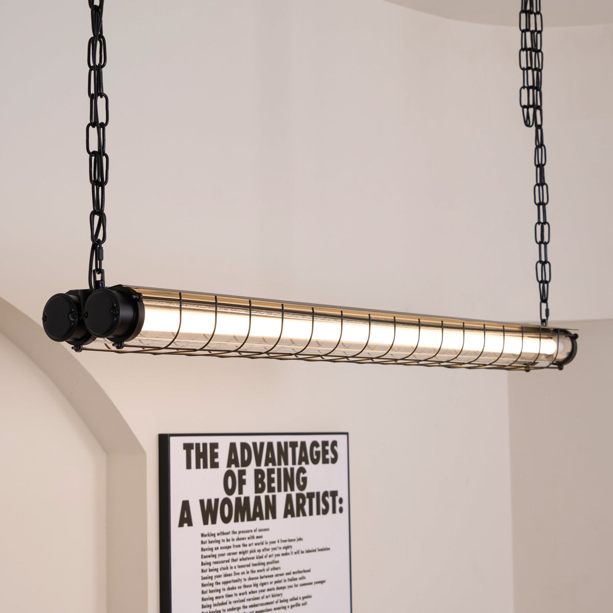 Linear Glass Chandelier with Integrated LED – Modern Kitchen Island Lighting