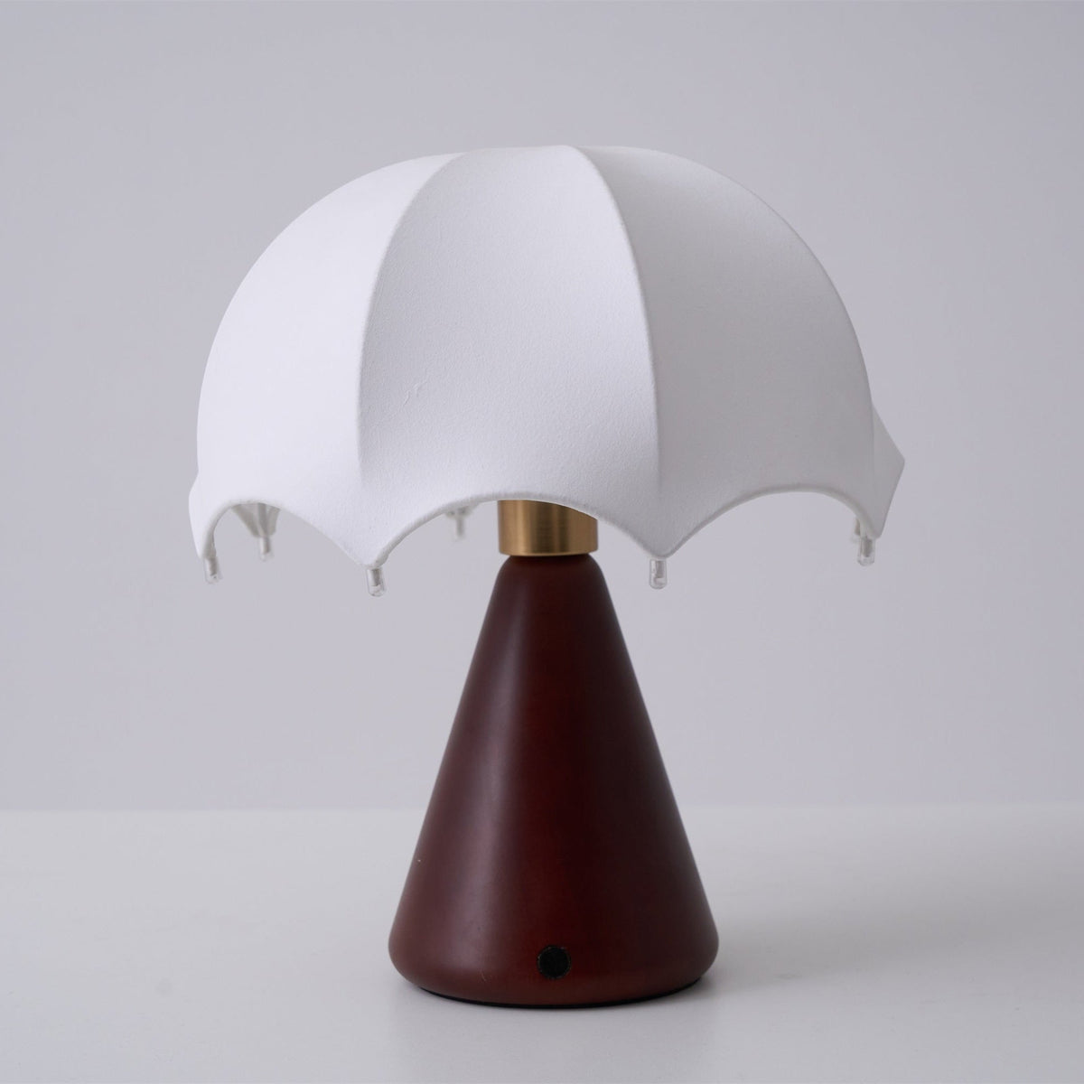 Umbrella Silk Table Lamp – Cordless LED with Walnut Base