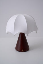 Umbrella Silk Table Lamp – Cordless LED with Walnut Base