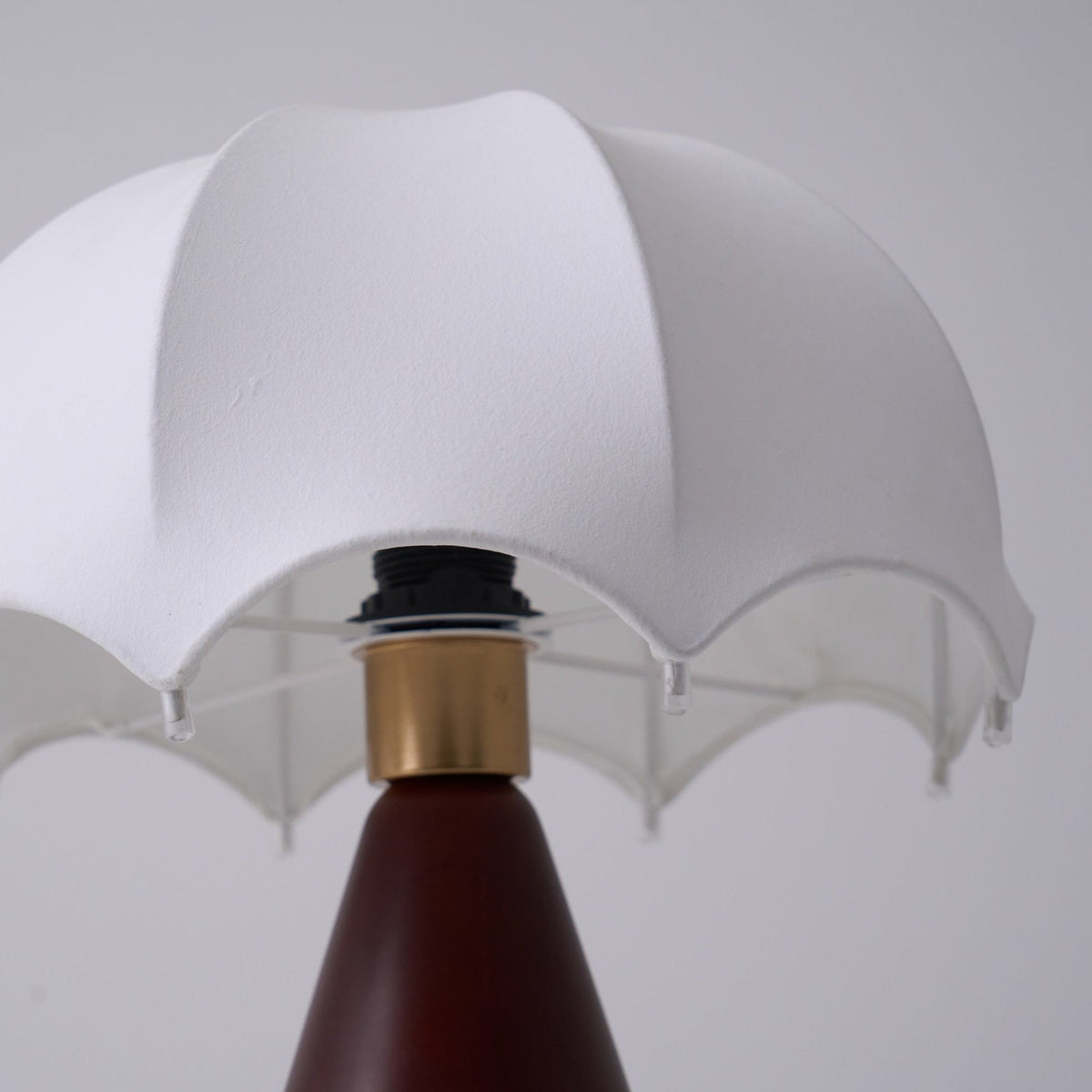 Umbrella Silk Table Lamp – Cordless LED with Walnut Base