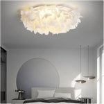 Simple Nordic Style Cozy Bedroom With Petal Shaped Ceiling Lamp