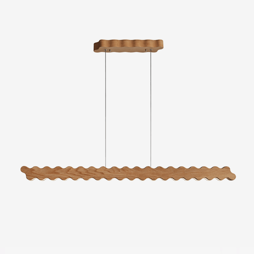 Undara Wave Linear LED Pendant Light in Wood Finish
