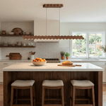 Undara Wave Linear LED Pendant Light in Wood Finish