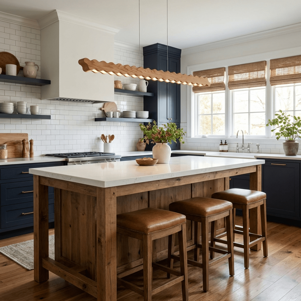 Undara Wave Linear LED Pendant Light in Wood Finish