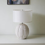Urchin Sculptural Ceramic Table Lamp with Linen Shade