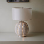 Urchin Sculptural Ceramic Table Lamp with Linen Shade