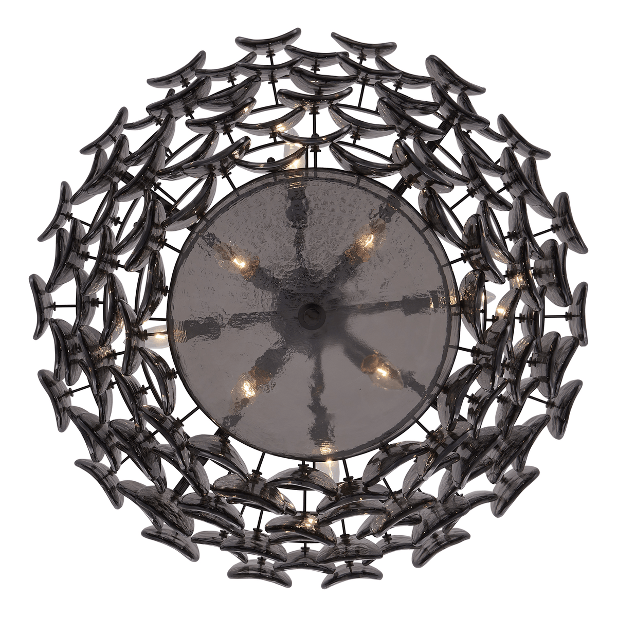 Uroko Glass Disc Chandelier in Warm Brass for Modern Interiors