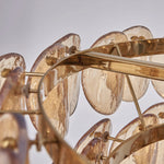 Uroko Glass Disc Chandelier in Warm Brass for Modern Interiors