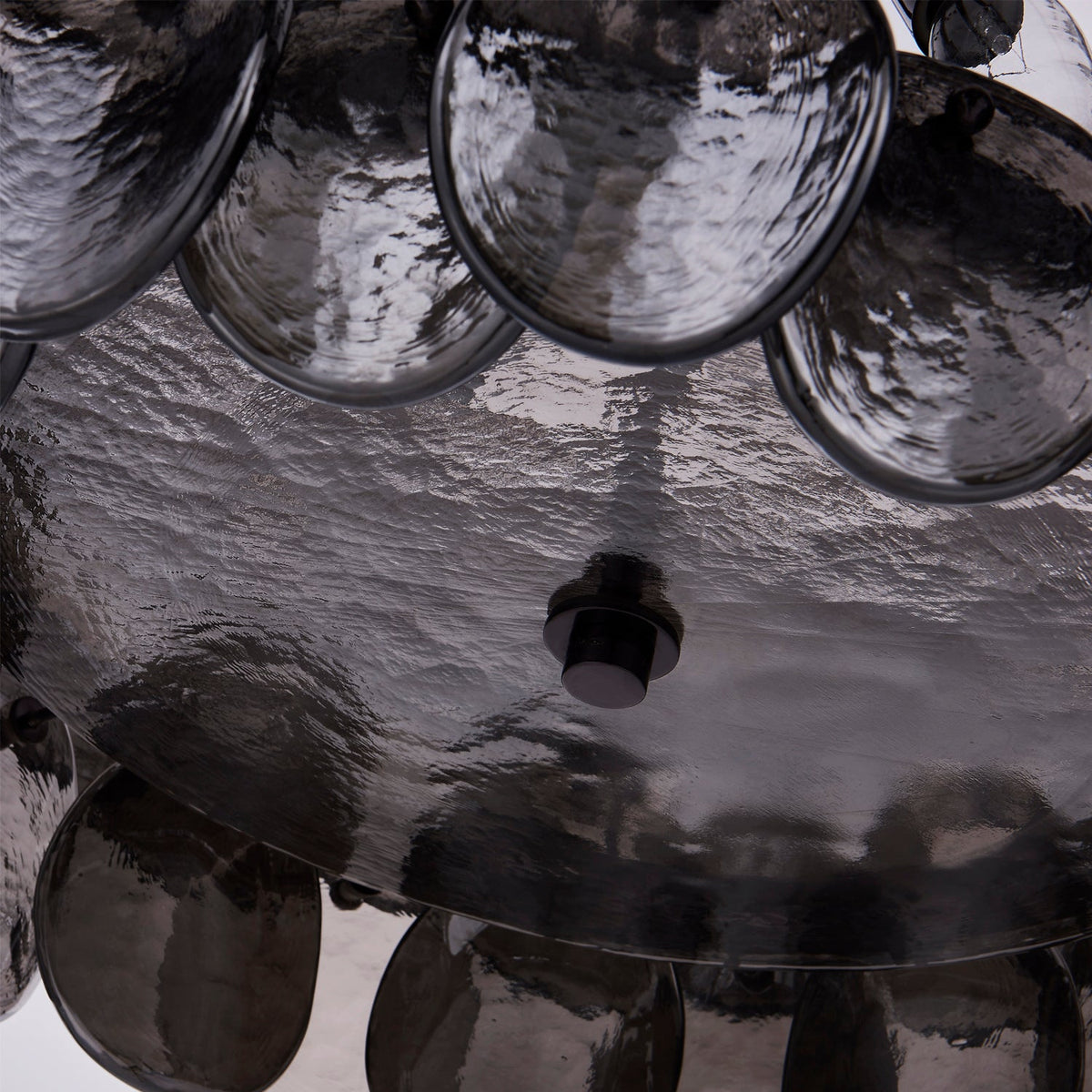 Uroko Glass Disc Chandelier in Warm Brass for Modern Interiors