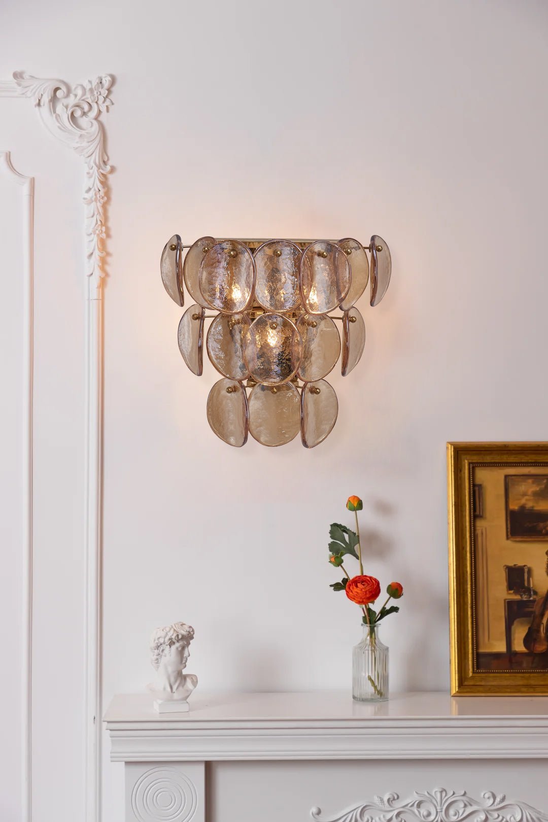 Uroko Wall Sconce in Warm Brass with Glass Discs