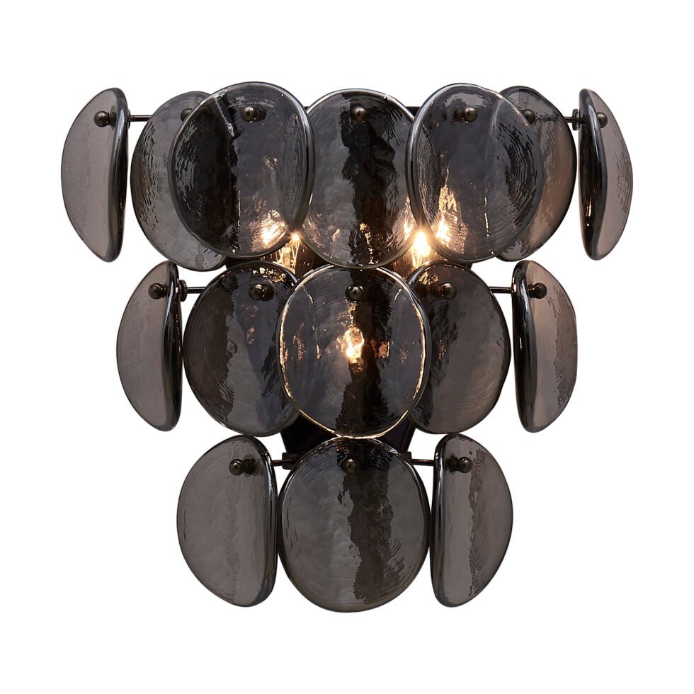Uroko Wall Sconce in Warm Brass with Glass Discs