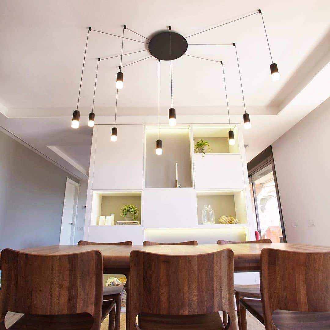 Line Form Pendant Light – Minimalist Geometric LED Chandelier