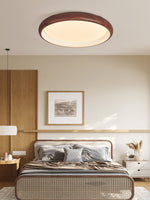 Valencia Walnut LED Flush Mount Ceiling Light, Modern Wood Grain Design