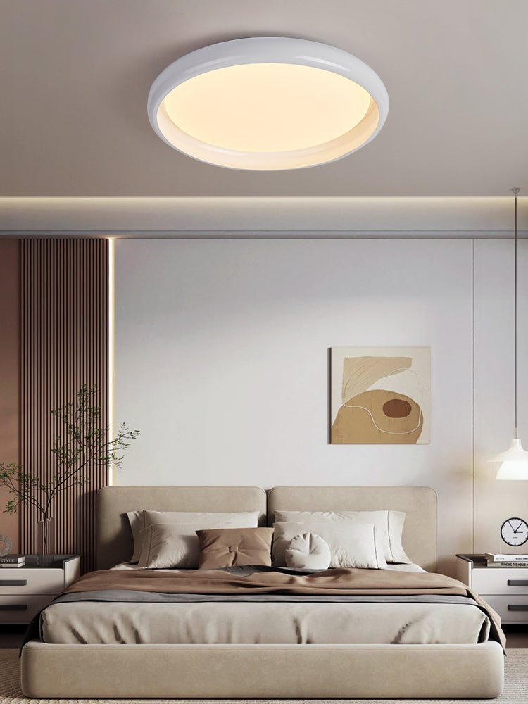 Valencia Walnut LED Flush Mount Ceiling Light, Modern Wood Grain Design