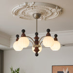 Valerio Modern Wood and Glass Chandelier for Dining Room and Living Room