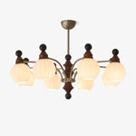 Valerio Modern Wood and Glass Chandelier for Dining Room and Living Room