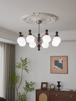 Valerio Modern Wood and Glass Chandelier for Dining Room and Living Room