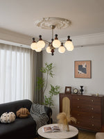 Valerio Modern Wood and Glass Chandelier for Dining Room and Living Room