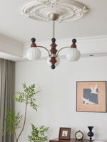 Valerio Modern Wood and Glass Chandelier for Dining Room and Living Room