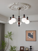 Valerio Modern Wood and Glass Chandelier for Dining Room and Living Room