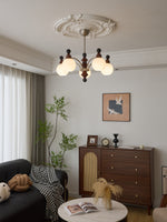 Valerio Modern Wood and Glass Chandelier for Dining Room and Living Room