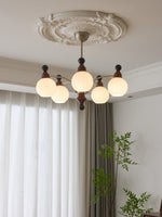 Valerio Modern Wood and Glass Chandelier for Dining Room and Living Room