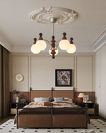 Valerio Modern Wood and Glass Chandelier for Dining Room and Living Room