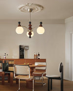 Valerio Modern Wood and Glass Chandelier for Dining Room and Living Room