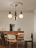 Valerio Modern Wood and Glass Chandelier for Dining Room and Living Room