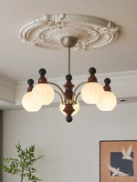 Valerio Modern Wood and Glass Chandelier for Dining Room and Living Room