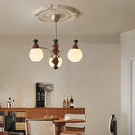 Valerio Modern Wood and Glass Chandelier for Dining Room and Living Room