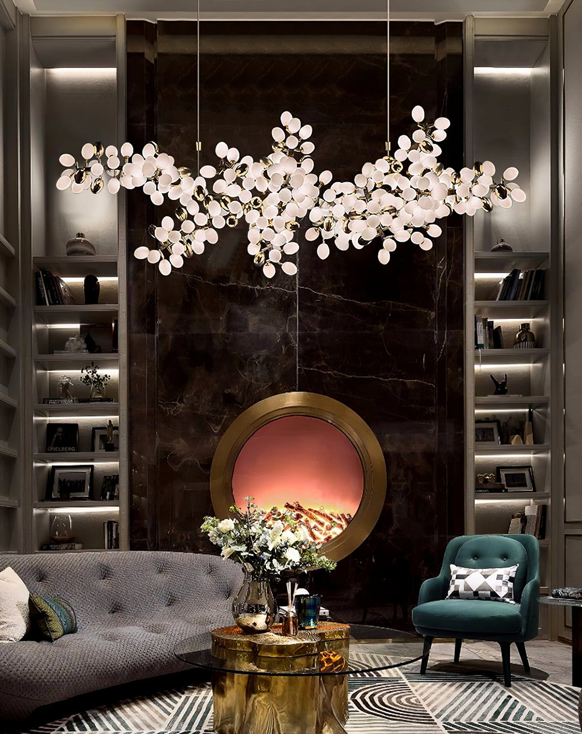 Selene Droplet Chandelier – Hand-Blown Murano Glass Pendant Light