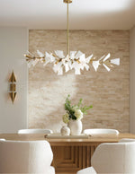 Valkyrie Sculptural Linear Chandelier in Brass and Glass