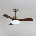 Vega Ceiling Fan Light with LED, Walnut Blades and Brass Finish