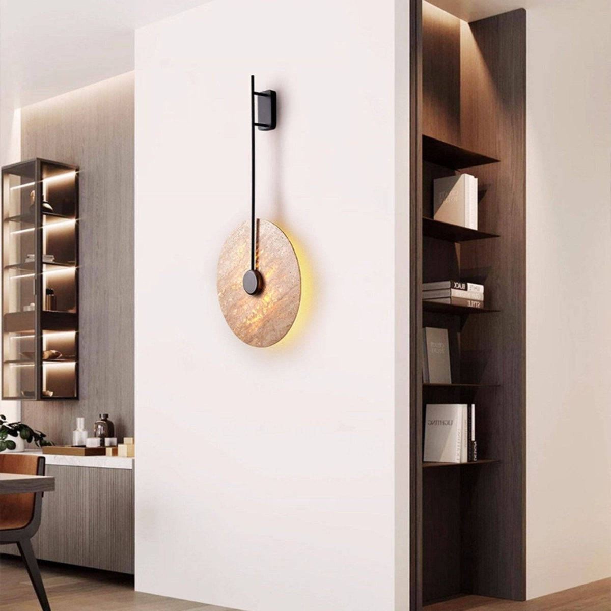 Veil Travertine Wall Sconce – Modern LED Wall Light in Natural Stone