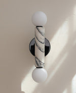 Obelisk Orb Wall Sconce in Marble and Opal Glass