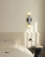 Obelisk Orb Wall Sconce in Marble and Opal Glass