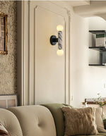 Obelisk Orb Wall Sconce in Marble and Opal Glass
