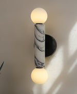 Obelisk Orb Wall Sconce in Marble and Opal Glass