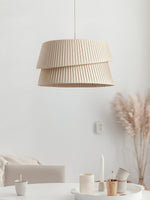 Vela Twist Pendant Light – Pleated Fabric Designer Hanging Lamp