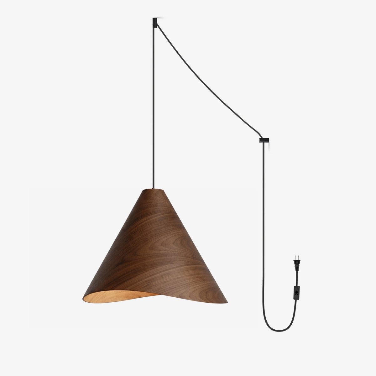 Vela Wood Swag Pendant Light – Modern Plug-In Hanging Lamp