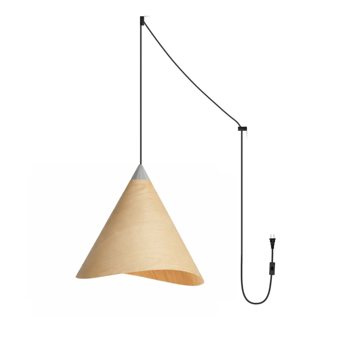 Vela Wood Swag Pendant Light – Modern Plug-In Hanging Lamp