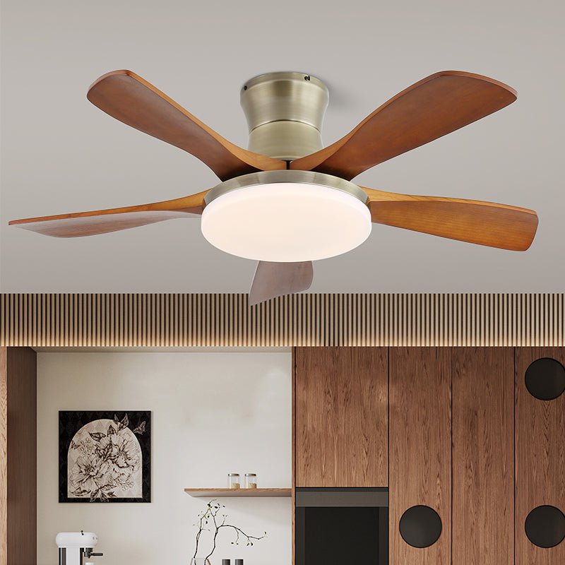 Velano Curve Ceiling Fan Light with LED and Wooden Blades