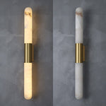 Velin Alabaster Tube Wall Sconce in Brushed Brass