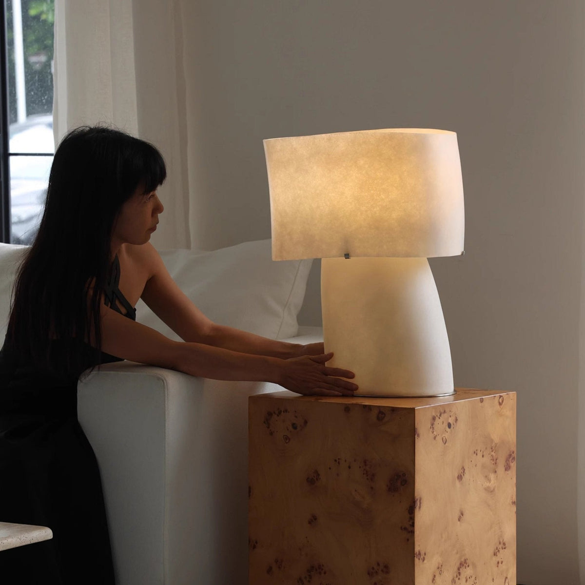 Vellum Sculptural Table Lamp with Warm Diffused Glow