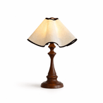 Velmora Scalloped Fabric Table Lamp with Carved Wooden Base